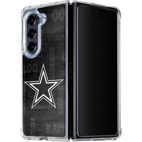 NFL Dallas Cowboys Black & White Galaxy Z Fold5 5G Clear Case